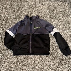 Nike Kids Black and Dark Gray Jacket with Green Logo